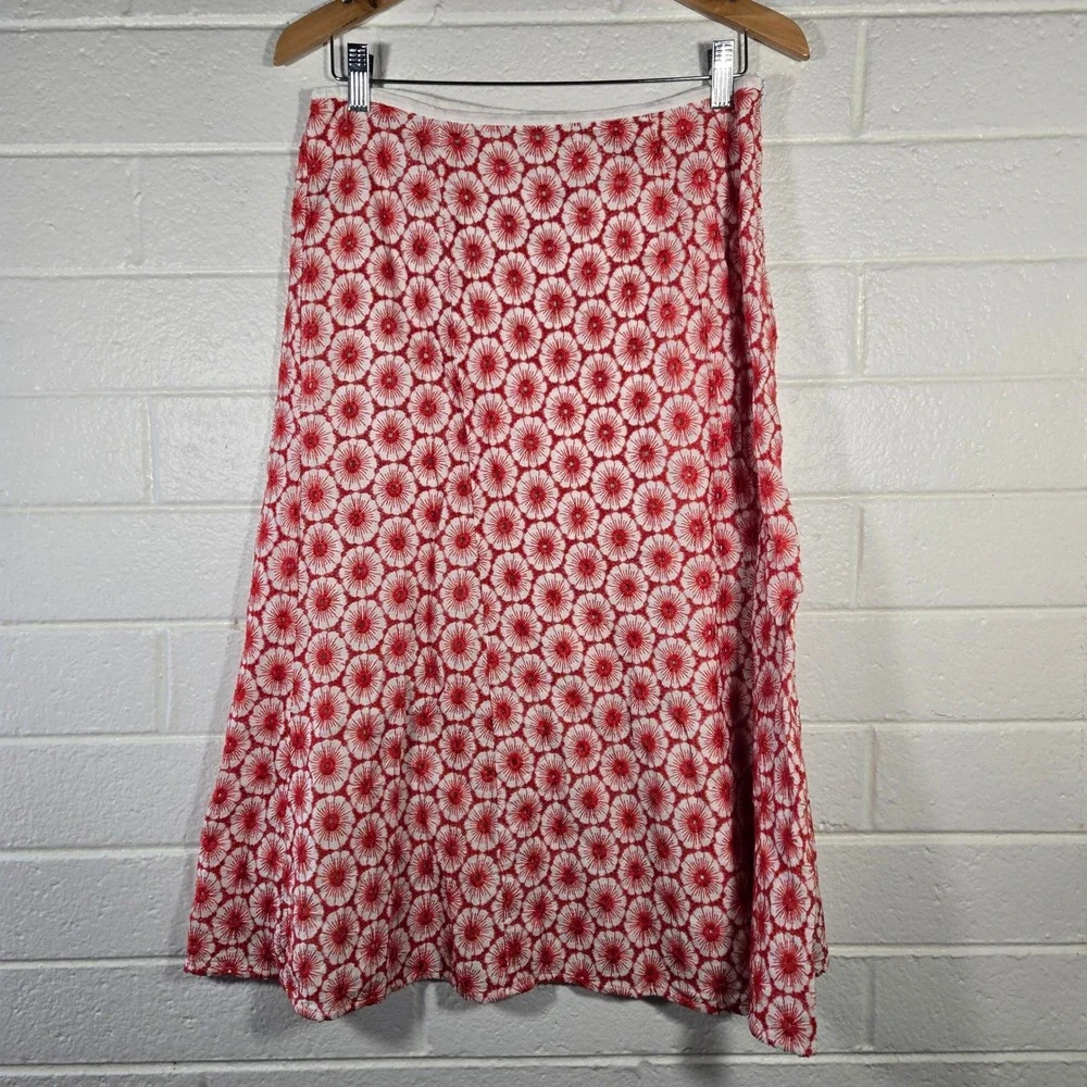Vtg‎ Willi Smith Skirt Set 8 Red White Eyelet Embroidered Cotton Hippie Garden